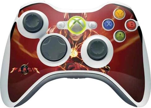 غلاف Skinit المخصص للألعاب متوافق مع وحدة التحكم اللاسلكية Xbox 360 - مرخص رسميًا من Warner Bros The Flash Movie: The Fastest Man Alive Design in Saudi Arabia