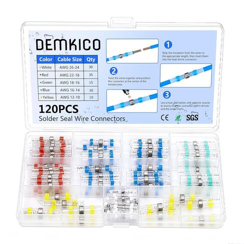 350Pcs Solder Seal Wire Connectors Kit – Marine Grade Heat Shrink Wire Connectors - Waterproof Butt Splice Terminals for Electrical, Automotive, Marine – Multi-Color Connectors(5Colors/5Sizes) in Saudi Arabia