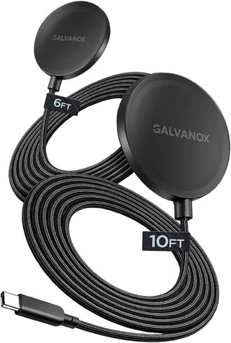 Magnetic Wireless Charger 2-Pack (6ft/10ft) Compatible with MagSafe Fast Charging Magnetic Pads, Ultra Durable Braided, Long USB-C Cables for iPhone 14/15/16, iPhone 17 Pro Max (Black) in Kuwait