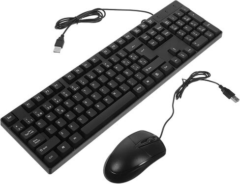 مجموعة لوحة مفاتيح وماوس سلكية صامتة من BESPORTBLE، تصميم إسباني كامل، تشغيل USB، إمداد الكمبيوتر خفيف الوزن للاستخدام المنزلي والمكتب in Kuwait