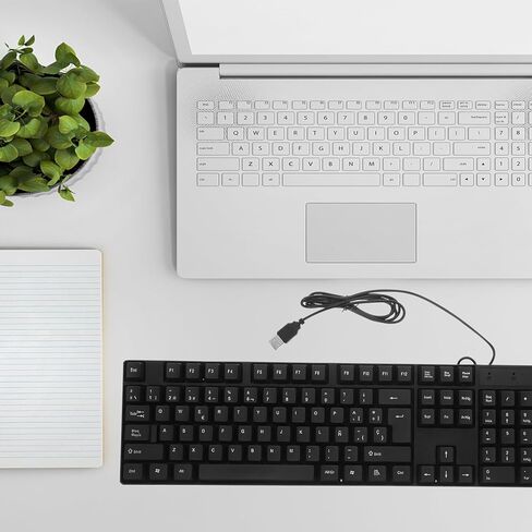 مجموعة لوحة مفاتيح وماوس سلكية صامتة من BESPORTBLE، تصميم إسباني كامل، تشغيل USB، إمداد الكمبيوتر خفيف الوزن للاستخدام المنزلي والمكتب in Kuwait