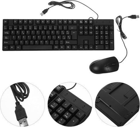 مجموعة لوحة مفاتيح وماوس سلكية صامتة من BESPORTBLE، تصميم إسباني كامل، تشغيل USB، إمداد الكمبيوتر خفيف الوزن للاستخدام المنزلي والمكتب in Kuwait