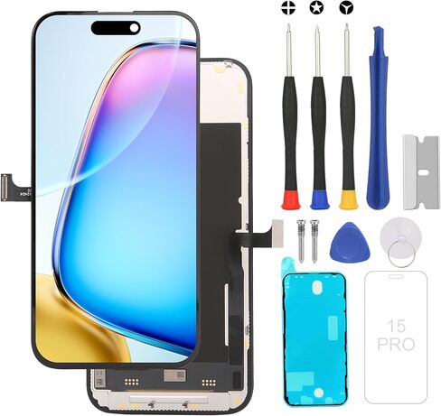 for iPhone 15pro Screen Replacement Kit Full Assembly with True Tone, iPhone 15pro LCD Display Digitizer Screen Replacement with 3D Touch Digitizer and Repair Tools-Model A2848 A3101 A3102 A3104 in Saudi Arabia