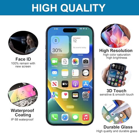 for iPhone 15pro Screen Replacement Kit Full Assembly with True Tone, iPhone 15pro LCD Display Digitizer Screen Replacement with 3D Touch Digitizer and Repair Tools-Model A2848 A3101 A3102 A3104 in Saudi Arabia