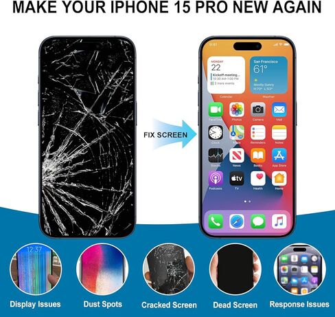 for iPhone 15pro Screen Replacement Kit Full Assembly with True Tone, iPhone 15pro LCD Display Digitizer Screen Replacement with 3D Touch Digitizer and Repair Tools-Model A2848 A3101 A3102 A3104 in Saudi Arabia