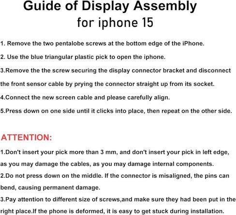 بديل شاشة LL TRADER لهاتف iPhone 15 مقاس 6.1 بوصة شاشة LCD Retina FHD محول رقمي لشاشة تعمل باللمس مع مجموعة أدوات إصلاح، وشريط مقاوم للماء، وواقي شاشة (قابل للبرمجة Truetone) الولايات المتحدة الأمريكية 2025 جديد in Kuwait