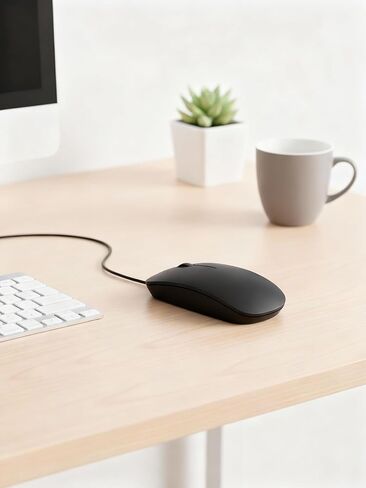 Slim USB Wired Mouse Compact Ergonomic Design for Office Laptop and Desktop Computers in Saudi Arabia