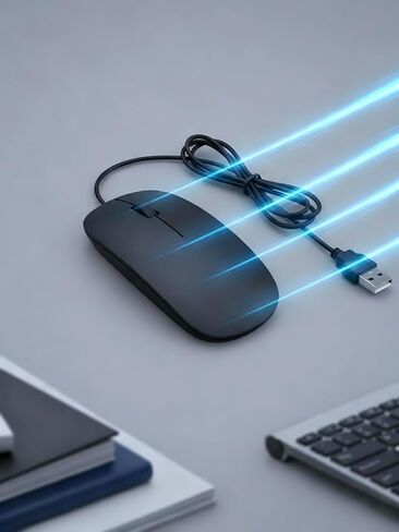 Slim USB Wired Mouse Compact Ergonomic Design for Office Laptop and Desktop Computers in Saudi Arabia