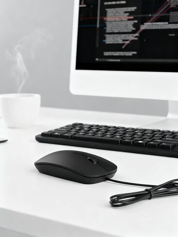 Slim USB Wired Mouse Compact Ergonomic Design for Office Laptop and Desktop Computers in Saudi Arabia