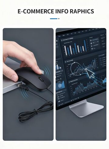 Slim USB Wired Mouse Compact Ergonomic Design for Office Laptop and Desktop Computers in Saudi Arabia