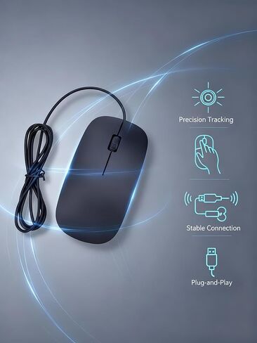 Slim USB Wired Mouse Compact Ergonomic Design for Office Laptop and Desktop Computers in Saudi Arabia