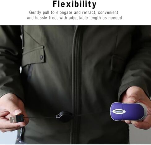 ماوس سلكي صغير، ماوس USB بصري محمول صغير الحجم للسفر مع سلك USB قابل للسحب، فئران مدمجة للأيدي الصغيرة للكمبيوتر المحمول والكمبيوتر المكتبي والمنزل والمدرسة والأطفال والبنات والأولاد والأطفال هدية باللون الأرجواني in Kuwait