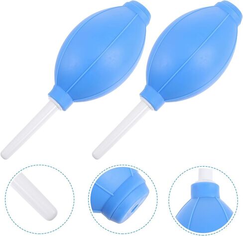 2Pcs Blue Air Blower Dust Pump for Camera and Phone, Silicone Dust Remover with Short Nozzles, Oval Shape for Electronics Keyboard Cleaning in Saudi Arabia