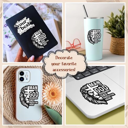 (3Pcs) Man of God Sticker for Men Husband Dad Protector Hero Christian Vinyl Decal for Trucks Laptops Phone Kindle Toolboxes - Inspirational Father's Day & Birthday Gift 3 Inch in Kuwait
