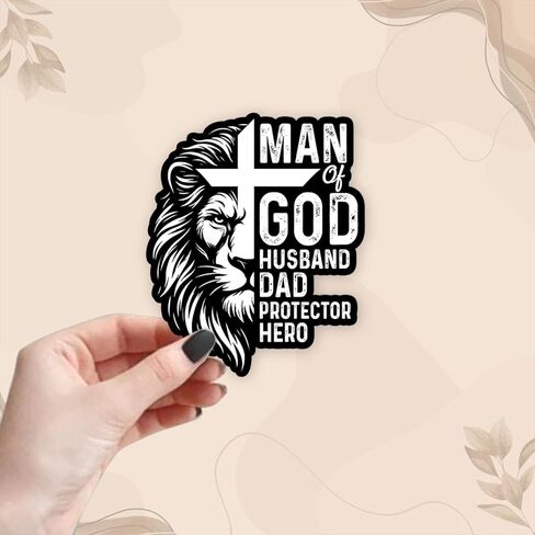 (3Pcs) Man of God Sticker for Men Husband Dad Protector Hero Christian Vinyl Decal for Trucks Laptops Phone Kindle Toolboxes - Inspirational Father's Day & Birthday Gift 3 Inch in Kuwait