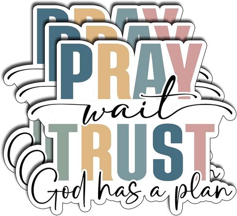 (3 قطع) ملصق Pray Wait Trust God Has A Plan ملصق إيمان مسيحي ملهم من الكتاب المقدس اقتباس مقاوم للماء من الفينيل لأجهزة الكمبيوتر المحمول بهلوان مجلة دفتر الهدايا الروحية مقاس 2.5 بوصة × 3 بوصة in Kuwait