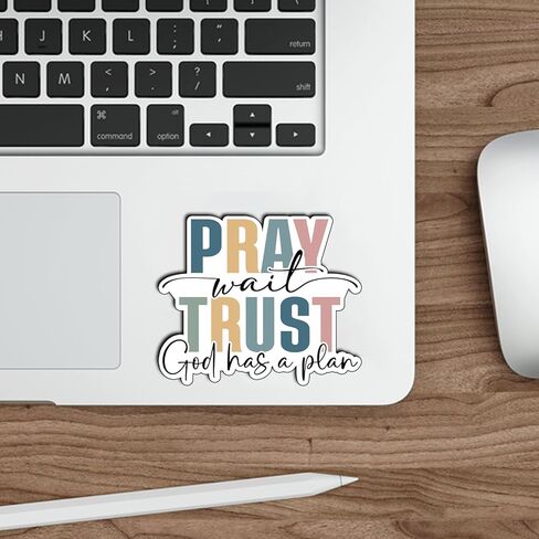 (3 قطع) ملصق Pray Wait Trust God Has A Plan ملصق إيمان مسيحي ملهم من الكتاب المقدس اقتباس مقاوم للماء من الفينيل لأجهزة الكمبيوتر المحمول بهلوان مجلة دفتر الهدايا الروحية مقاس 2.5 بوصة × 3 بوصة in Kuwait
