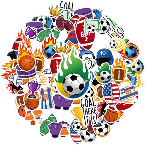 35pcs Sports Soccer Basketball Football Graffiti Decals Stationery Stickers Colorful Teacher Reward Stickers for Laptop Luggage Scrapbook Diary Sticker DIY Phone Guitar Laptop Notebook Suitcase in Saudi Arabia