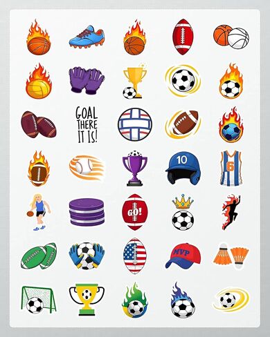 35pcs Sports Soccer Basketball Football Graffiti Decals Stationery Stickers Colorful Teacher Reward Stickers for Laptop Luggage Scrapbook Diary Sticker DIY Phone Guitar Laptop Notebook Suitcase in Saudi Arabia