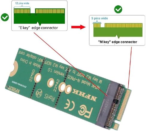 Cablecc WiFi Riser Card NGFF Key-E Wireless Networking Card to M.2 NGFF Key-M NVME SSD Adapter Compatible with Wifi6 WIFI7 in Saudi Arabia