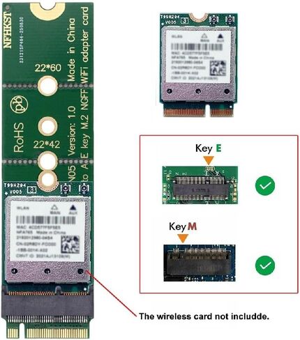Cablecc WiFi Riser Card NGFF Key-E Wireless Networking Card to M.2 NGFF Key-M NVME SSD Adapter Compatible with Wifi6 WIFI7 in Saudi Arabia