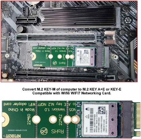 Cablecc WiFi Riser Card NGFF Key-E Wireless Networking Card to M.2 NGFF Key-M NVME SSD Adapter Compatible with Wifi6 WIFI7 in Saudi Arabia