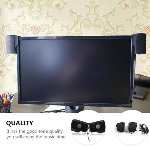 Gadpiparty USB Computer Speaker Clip-On Portable Desktop Sound Box for Office and Laptop, Compact Wired USB Powered Voice Box with Compatible for Monitor and PC Use in Saudi Arabia