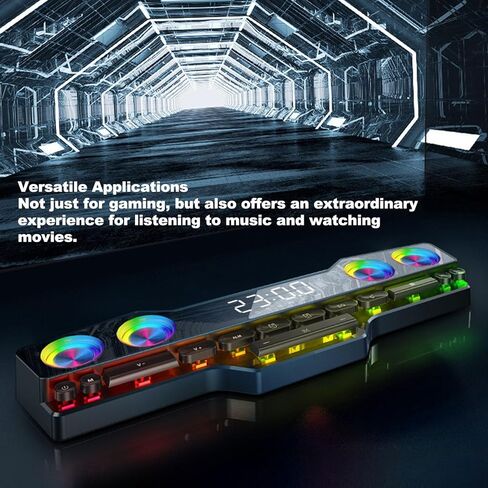 مكبر صوت بلوتوث Tangxi، مكبر صوت على شكل لوحة مفاتيح مع ضوء ملون RGB، صوت دقيق بدون فقدان، يدعم BT/AUX/بطاقة الذاكرة/تشغيل محرك USB، للكمبيوتر المكتبي in Kuwait