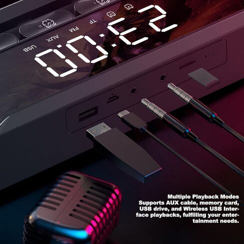 مكبر صوت بلوتوث Tangxi، مكبر صوت على شكل لوحة مفاتيح مع ضوء ملون RGB، صوت دقيق بدون فقدان، يدعم BT/AUX/بطاقة الذاكرة/تشغيل محرك USB، للكمبيوتر المكتبي in Kuwait