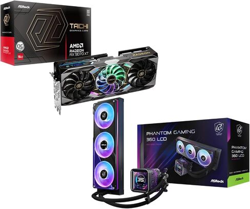 ASRock Radeon RX 9070 XT Taichi 16GB OC & Phantom Gaming 360 LCD AIO Cooler Bundle | جهاز رائد للغاية مزود بشاشة LCD مقاس 3.4 بوصات ونظام BIOS مزدوج in Saudi Arabia