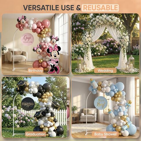 Zenturo 7.2FT White Metal Arch Backdrop Stand, Stable Arch Frame, Wide Base for Birthday Baby Shower Wedding Party Ceremony Floral Balloon Decoration in Saudi Arabia