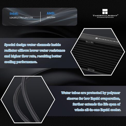 Thermalright Aqua Elite 240 V5 ARGB Black CPU Liquid Cooler, 240 Cooling Row Size,2xTL-S12 PWM Fans,for AM4/AM5,Intel LGA115X/1200/1700/1851, AIO CPU Cooler in Saudi Arabia