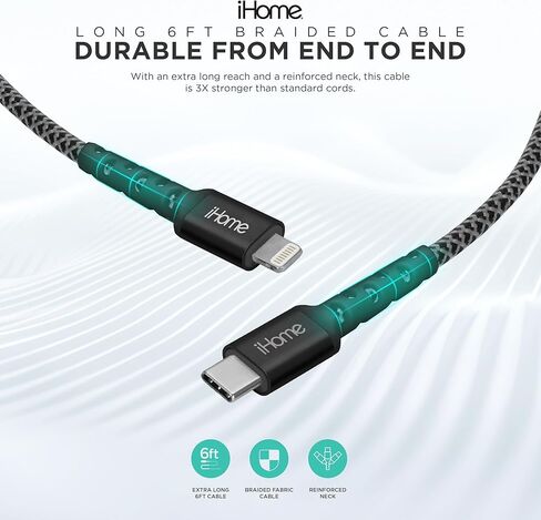 iHome Charge & Sync Bundle, Dual Port USB Charger, 20W Power Delivery, 6ft Lightning to USB-C Cable in Saudi Arabia