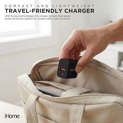 iHome Charge & Sync Bundle, Dual Port USB Charger, 20W Power Delivery, 6ft Lightning to USB-C Cable in Saudi Arabia