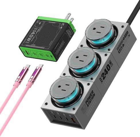 Mfish 240W Home Desktop and Mobile Phone All-in-One Charging Kit with 2500W AC 3-Outlet Socket in Kuwait