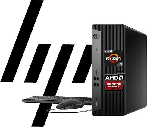 HP Elite 805 G9 SFF Business Desktop Computer, AMD Ryzen 5 8500G, 16GB DDR5, 512GB PCIe SSD, Radeon 740M Graphics, Dual 4K Display Support, USB-C, HDMI, RJ-45, Wi-Fi, Wired KB & Mouse, Win11 Pro in Saudi Arabia