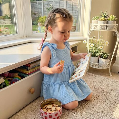 Toddler Baby Girl Dress Summer Clothes Gauze Cotton Solid Color Sleeveless Round Neck Tiered Flowy Dresses in Saudi Arabia