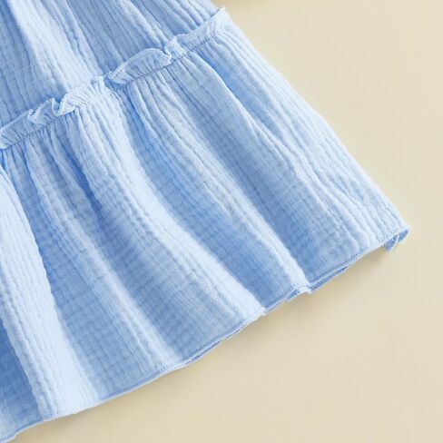 Toddler Baby Girl Dress Summer Clothes Gauze Cotton Solid Color Sleeveless Round Neck Tiered Flowy Dresses in Saudi Arabia