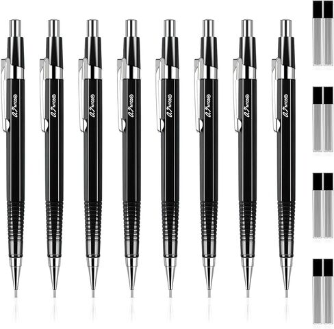 8 قطع من أقلام الرصاص الميكانيكية الميكانيكية المعدنية الميكانيكية القابلة للسحب لقطع غيار الحبر لتوقيع الكتابة (أسود، 0.5 مم) in Kuwait