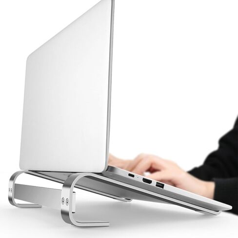 حامل كمبيوتر محمول مجوف من سبائك الألومنيوم من Sewroro مع فتحة تبريد للاستخدام المكتبي، حامل كمبيوتر محمول قابل للتعديل متوافق مع أجهزة MacBook وأجهزة الكمبيوتر المحمولة، فضي in Saudi Arabia