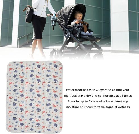 PerGar Baby Waterproof Bed Pad, Washable & Reusable Bedwetting Pads, 3-Layer Large Size Toddler Mattress Protector, Waterproof Mat for Home and On The Go Use (Submarine Model) in Saudi Arabia