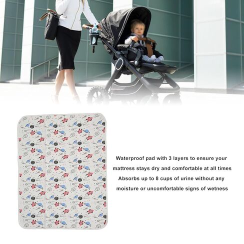 PerGar Baby Waterproof Bed Pad, Washable & Reusable Bedwetting Pads, 3-Layer Large Size Toddler Mattress Protector, Waterproof Mat for Home and On The Go Use (Space Model) in Saudi Arabia