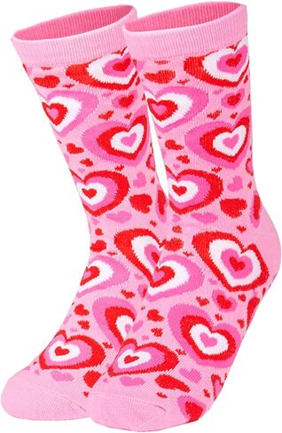 Evankin Valentines Crew Socks Heart Love Pattern Funny Socks for Unisex Men Women Adult Couples Novelty Gifts in Saudi Arabia