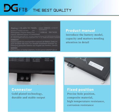 بطارية كمبيوتر محمول جديدة C41N2101 لجهاز Asus ROG Zephyrus G14 GA402 GA402R GA402RJ TUF Dash F15 FX517 Zenbook Pro 14 UM6702RA Duo VivoBook Pro 15X OLED K6501ZM Series 0B200-04110100 (15.48 فولت) 76 واط/4770 مللي أمبير) in Kuwait