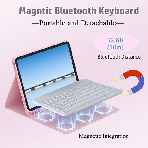 Detachable Keyboard Case with Mouse for Samsung Galaxy Tab A11+ 2025/ A9+ 2023 11 Inch, 7-Color Backlight Magnetic Keyboard Cover for Samsung A11 Plus/A9 Plus 11" with Pen Holder, Multi Angles, Pink in Saudi Arabia