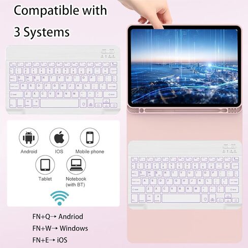 Detachable Keyboard Case with Mouse for Samsung Galaxy Tab A11+ 2025/ A9+ 2023 11 Inch, 7-Color Backlight Magnetic Keyboard Cover for Samsung A11 Plus/A9 Plus 11" with Pen Holder, Multi Angles, Pink in Saudi Arabia