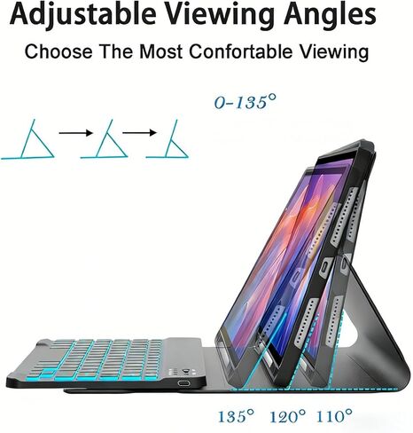 حافظة لوحة مفاتيح قابلة للفصل مع ماوس لجهاز Samsung Galaxy Tab S11 مقاس 11 بوصة 2025، حافظة لوحة مفاتيح مغناطيسية بإضاءة خلفية بـ 7 ألوان لجهاز Galaxy Tab S11 مقاس 11 بوصة مع حامل قلم، تعديل الزوايا المتعددة، أسود in Kuwait