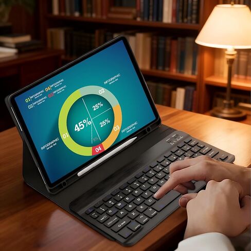 حافظة لوحة مفاتيح قابلة للفصل مع ماوس لجهاز Samsung Galaxy Tab S11 مقاس 11 بوصة 2025، حافظة لوحة مفاتيح مغناطيسية بإضاءة خلفية بـ 7 ألوان لجهاز Galaxy Tab S11 مقاس 11 بوصة مع حامل قلم، تعديل الزوايا المتعددة، أسود in Kuwait
