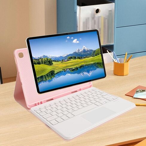 Yoidesu Tablet Keyboard Case, Leather Trackpad with Gesture Control for Tab S6 Lite 10.4 Inch SM P610 P615 (Pink) in Saudi Arabia