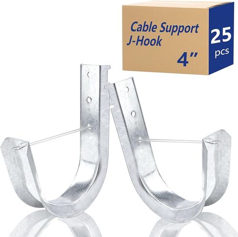 SIHAI (25 Packs 4" Inch J-Hooks, UL Certified Heavy-Duty Cable Support Hooks for Hanging CAT6/6A, Fiber Cable Management and Low Voltage Wiring (with Retainer Clip) in Kuwait